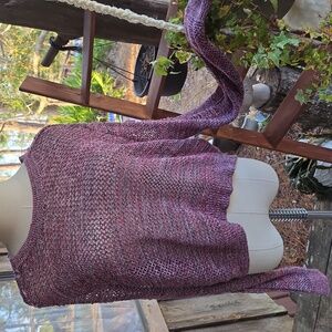 IRO Yana shredded sleeve cropped sweater pink black marl blend